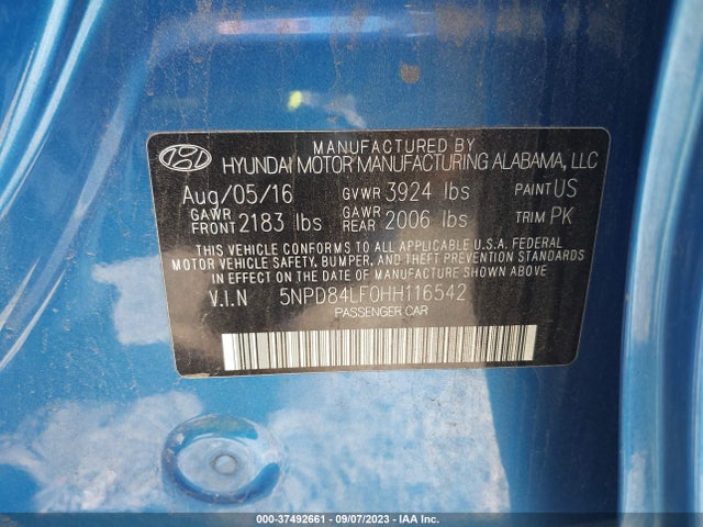 Hyundai ELANTRA SE 2017 5NPD84LF0HH116542 Image 9