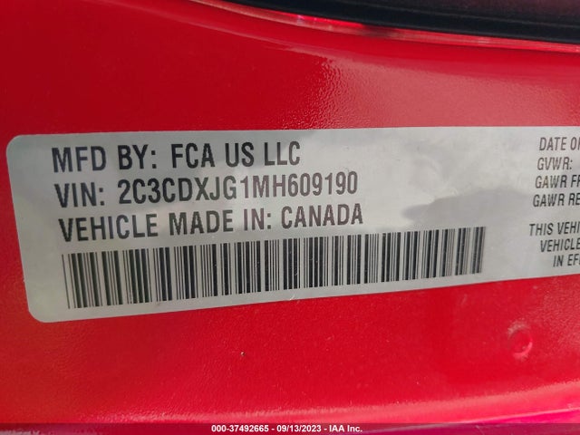 2C3CDXJG1MH609190 Dodge Charger