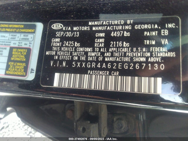 2014 KIA OPTIMA SX TURBO VIN: 5XXGR4A62EG267130