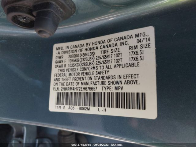 2HKRM4H72EH676657 Honda Cr-v Ex-l