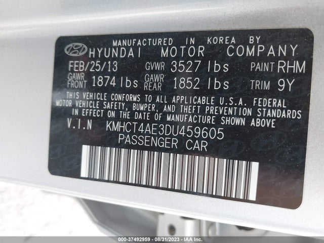 2013 HYUNDAI ACCENT GLS VIN: KMHCT4AE3DU459605