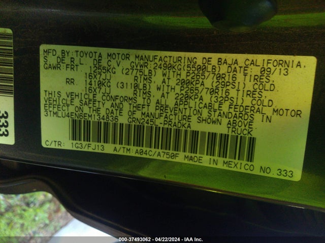 Toyota Tacoma Base V6 2014 3TMLU4EN6EM134836 Image 9