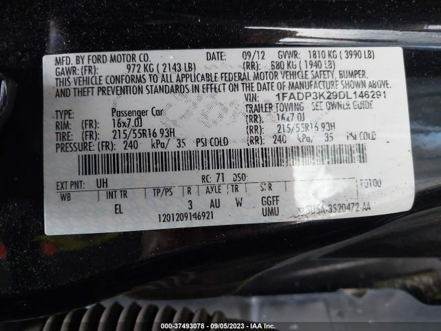 2013 FORD FOCUS SE VIN: 1FADP3K29DL146291