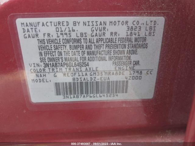 3N1AB7AP6GL645254 Nissan Sentra Sr/sl/s/sv/fe+ S