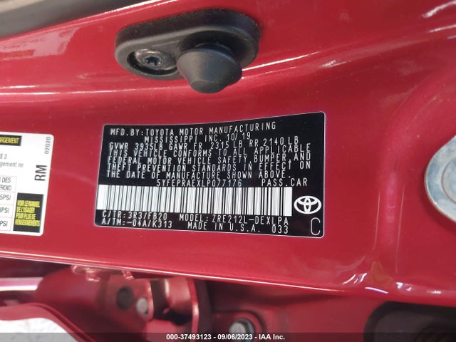 Toyota COROLLA LE 2020 5YFEPRAEXLP077176 Image 9