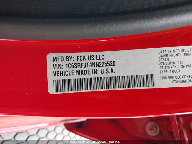 1C6SRFJT4NN225520 RAM 1500 Laramie