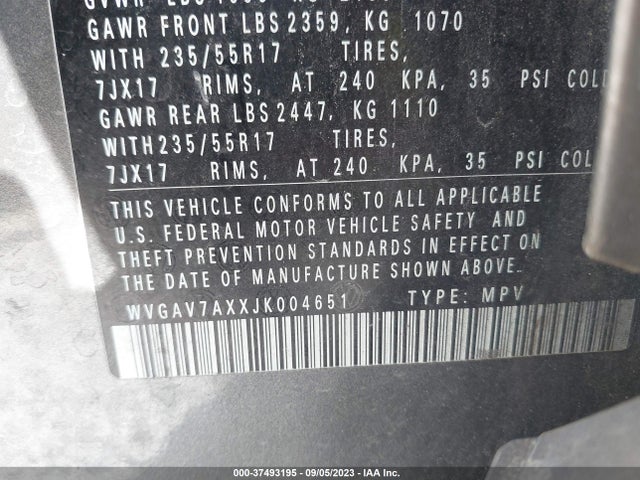 WVGAV7AXXJK004651 Volkswagen TIGUAN LIMITED