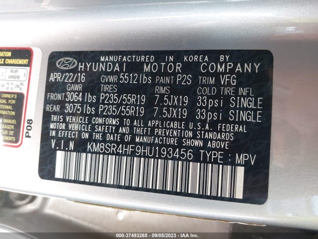 Hyundai Santa Fe Se Ultimate 2017 KM8SR4HF9HU193456 Image 15