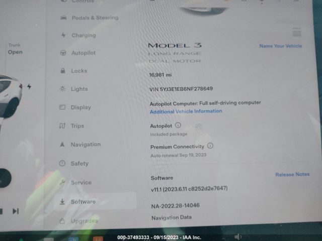 5YJ3E1EB6NF278649 Tesla Model 3 Long Range