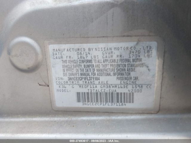 3N1CE2CP1FL371184 Nissan Versa Note S Plus