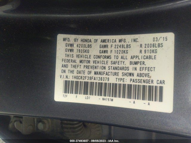 Honda Accord Sedan Lx 2015 1HGCR2F39FA136079 Image 15