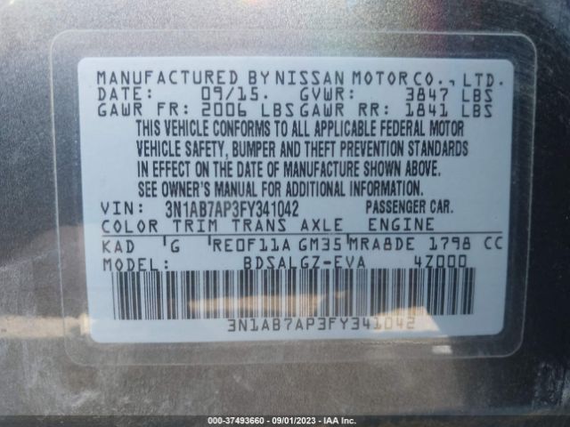 3N1AB7AP3FY341042 Nissan SENTRA SL