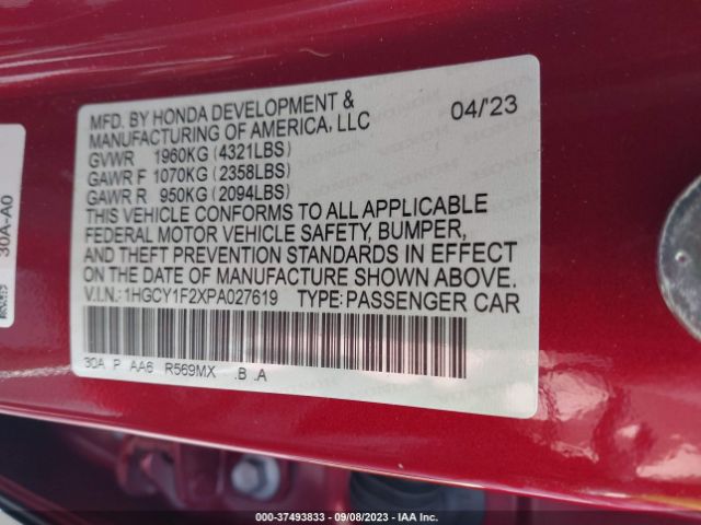 2023 HONDA ACCORD 1HGCY1F2XPA027619 Photo 8