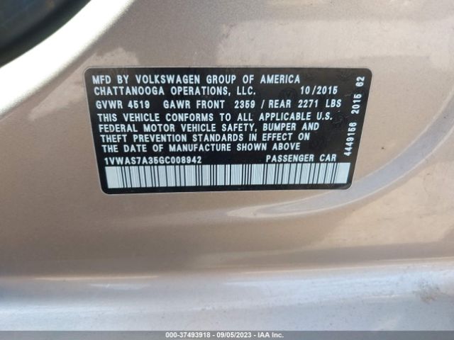 1VWAS7A35GC008942 Volkswagen Passat 1.8t S