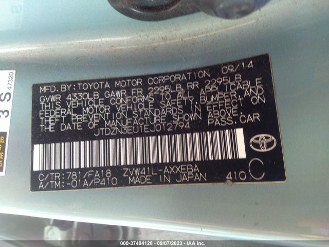 Toyota Prius V Two/three/five 2014 JTDZN3EU1EJ012794 Image 9