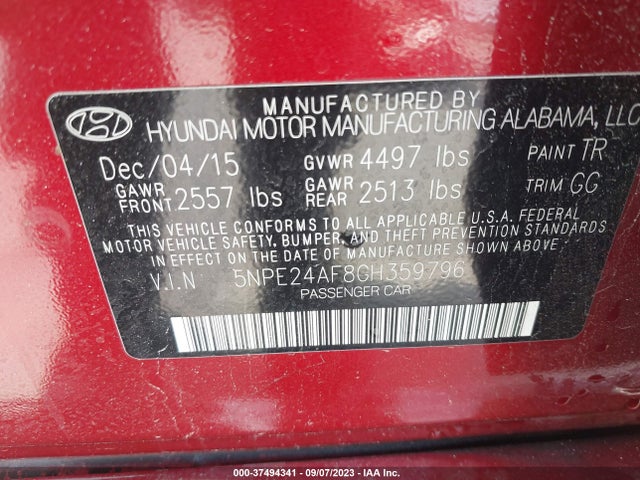 Hyundai Sonata 2.4l Se 2016 5NPE24AF8GH359796 Image 11