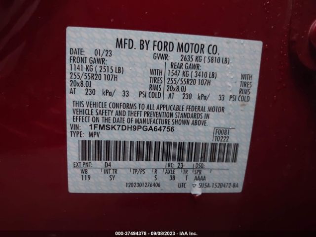 1FMSK7DH9PGA64756 Ford EXPLORER XLT