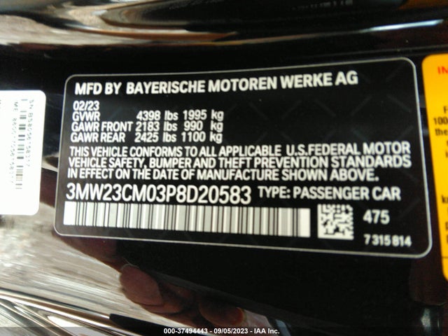 3MW23CM03P8D20583 BMW 2 Series 230i