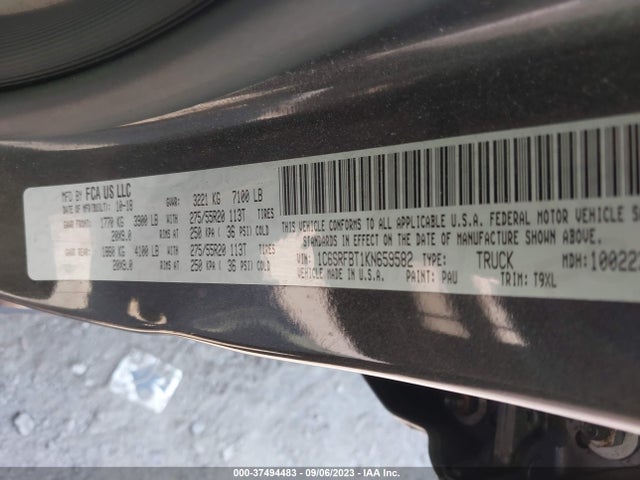 1C6SRFBT1KN659582 RAM 1500 Big Horn/lone Star