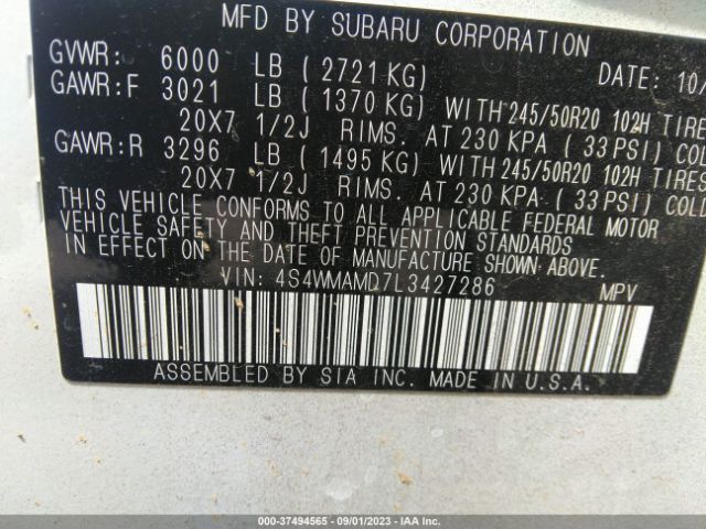 4S4WMAMD7L3427286 Subaru Ascent Limited