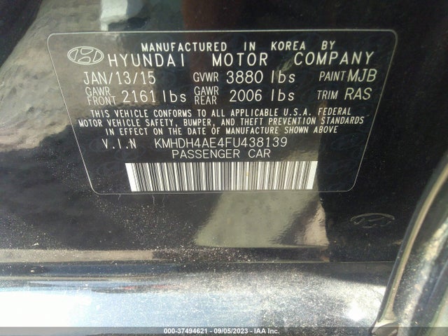 2015 HYUNDAI ELANTRA SE (ULSAN PLANT) VIN: KMHDH4AE4FU438139