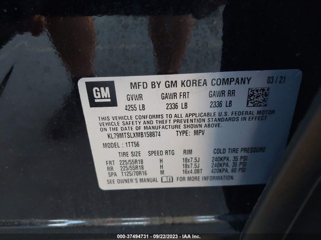 Chevrolet Trailblazer Rs 2021 KL79MTSLXMB158874 Image 9