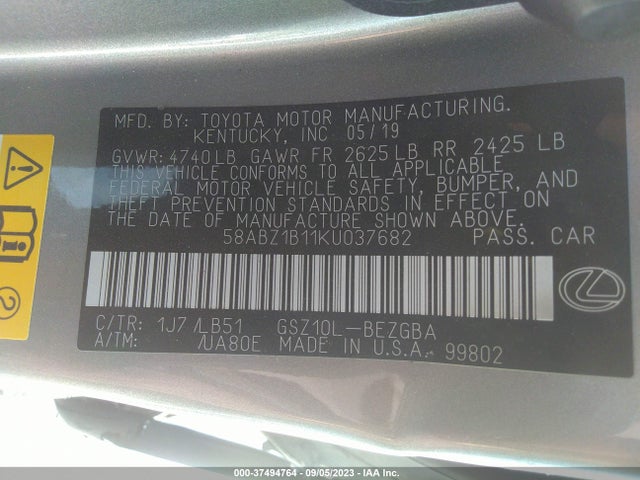 2019 Lexus ES, VIN: 58ABZ1B11KU037682