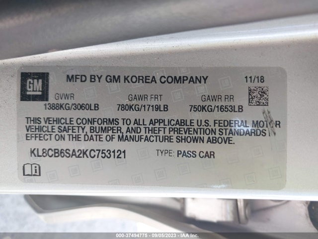 Chevrolet SPARK LS 2019 KL8CB6SA2KC753121 Image 9