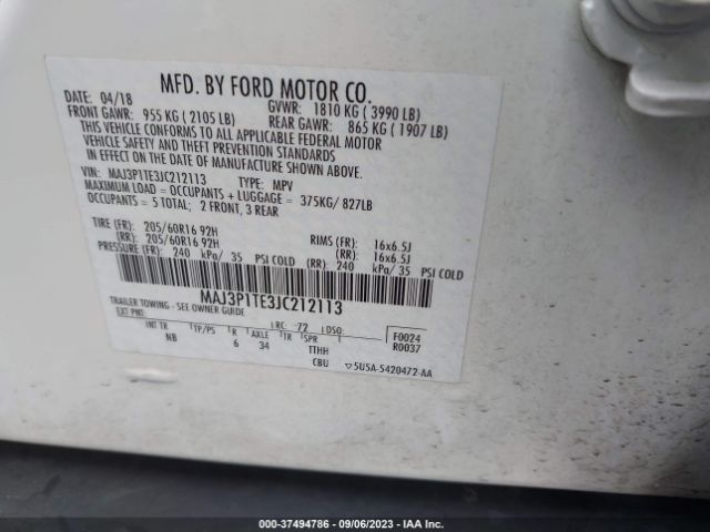 MAJ3P1TE3JC212113 Ford Ecosport Se