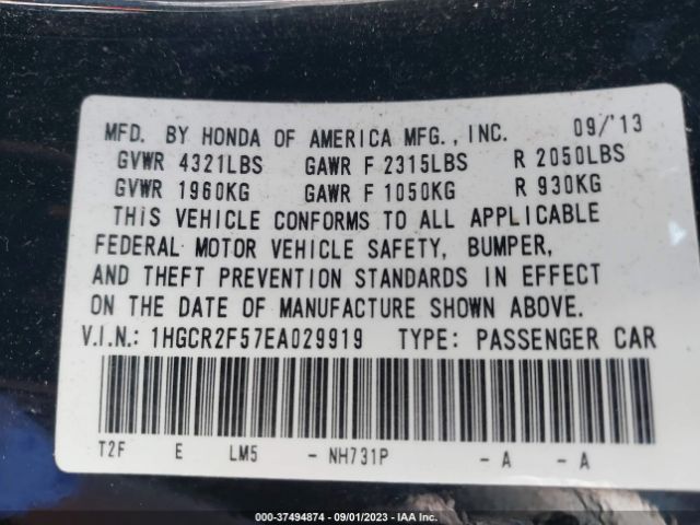 1HGCR2F57EA029919 Honda Accord Sedan Sport