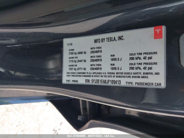 Tesla Model 3 Range Battery 2018 5YJ3E1EA8JF109413 Image 9
