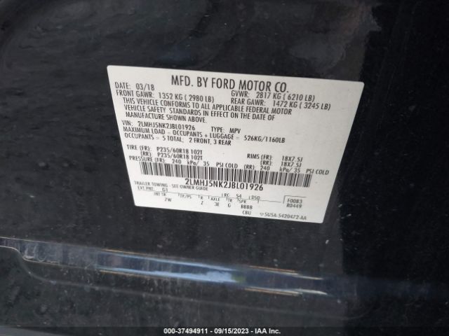 2LMHJ5NK2JBL01926 Lincoln MKT
