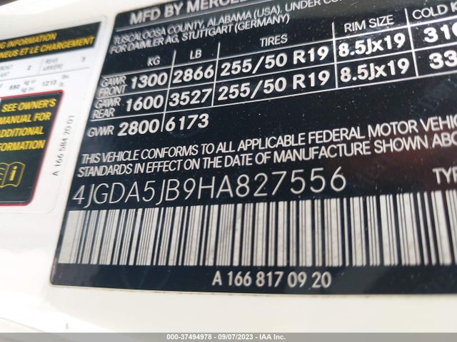 4JGDA5JB9HA827556 Mercedes-Benz Gle Gle 350