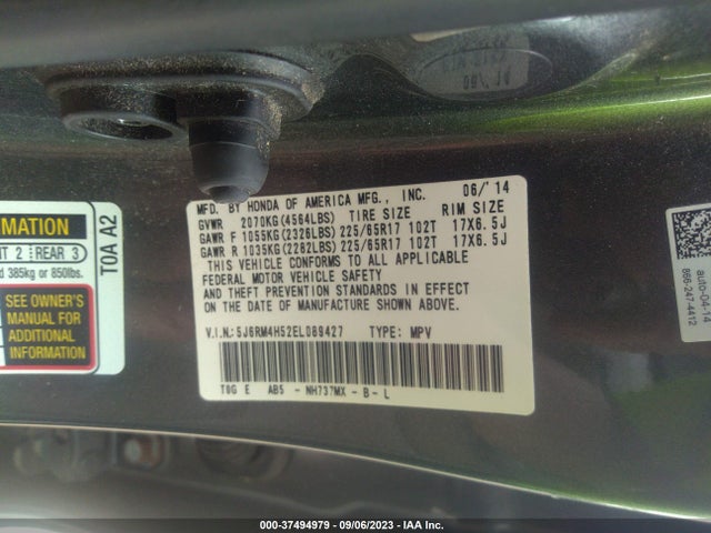 Honda CR-V EX 2014 5J6RM4H52EL089427 Image 9