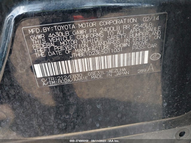 Lexus IS 350 2014 JTHBE1D23E5011031 Image 9