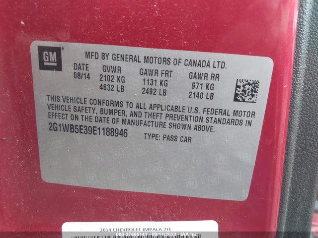 Chevrolet Impala Limited Lt 2014 2G1WB5E39E1188946 Image 14