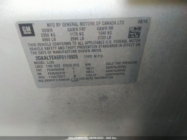 2GKALTEK6F6119926 GMC Terrain Slt