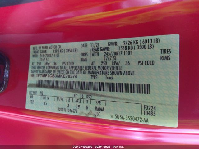 1FTMF1CB3MKE70374 Ford F-150 Xl/xlt