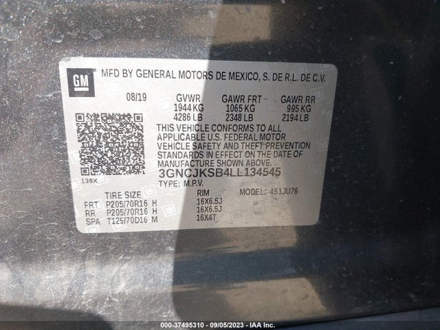 Chevrolet TRAX LS 2020 3GNCJKSB4LL134545 Image 9