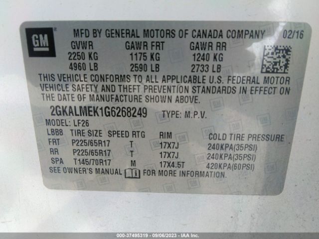 2GKALMEK1G6268249 GMC Terrain Sle