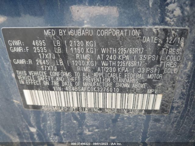 4S4BSAFC0K3276010 Subaru Outback Premium