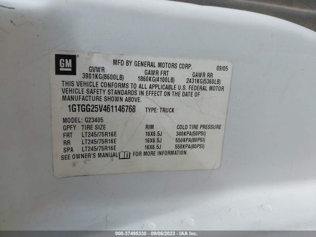 2006 GMC SAVANA CARGO VAN 1GTGG25V461146768 Photo 8