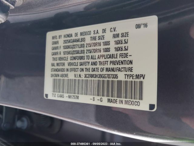 3CZRM3H39GG707335 Honda CR-V LX