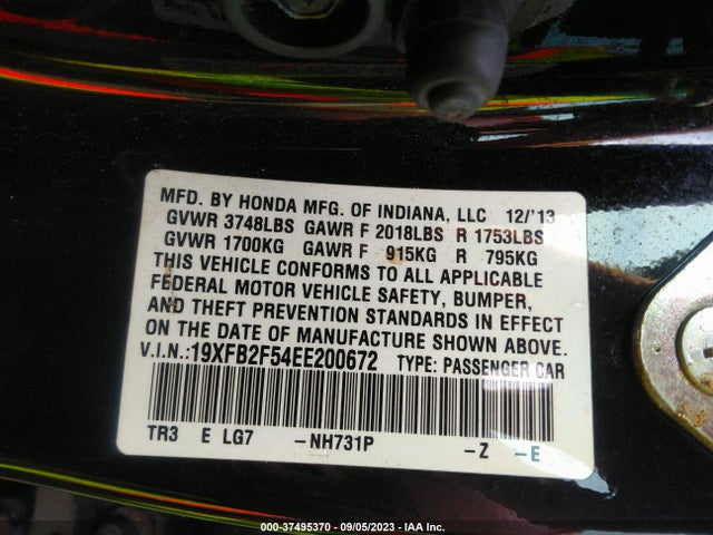 Honda Civic Sedan Lx 2014 19XFB2F54EE200672 Image 9