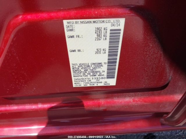 1N4AZ0CP7EC339580 Nissan LEAF SV