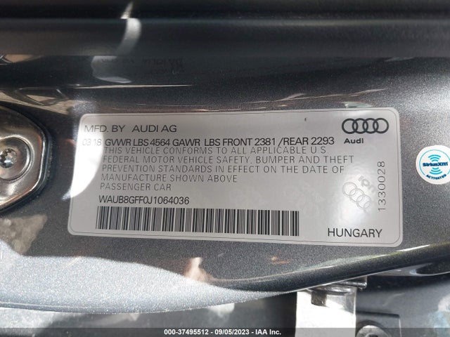 WAUB8GFF0J1064036 Audi A3 Sedan Premium/tech Premium