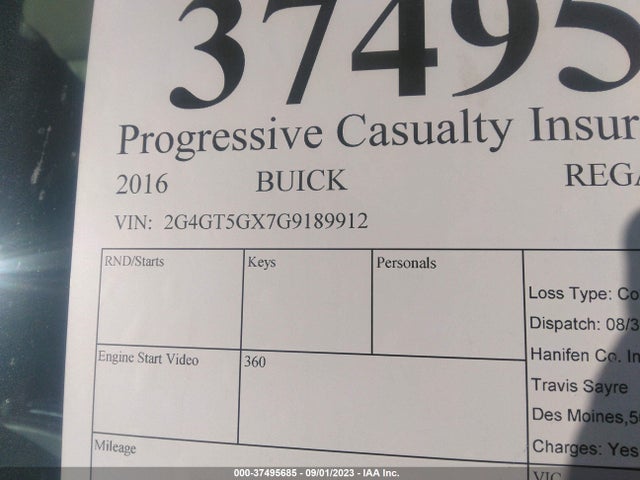 2G4GT5GX7G9189912 Buick Regal Premium Ii
