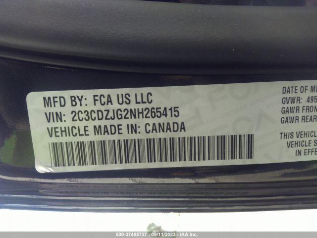 2C3CDZJG2NH265415 Dodge Challenger Gt