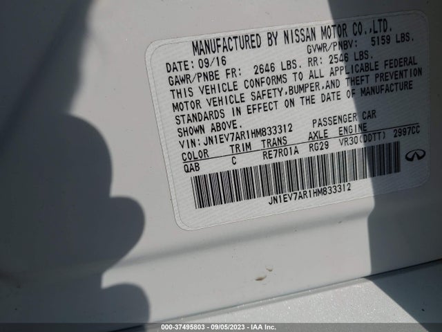 JN1EV7AR1HM833312 Infiniti Q50 3.0t Premium
