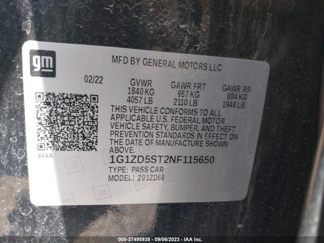 Chevrolet MALIBU LT 2022 1G1ZD5ST2NF115650 Image 9